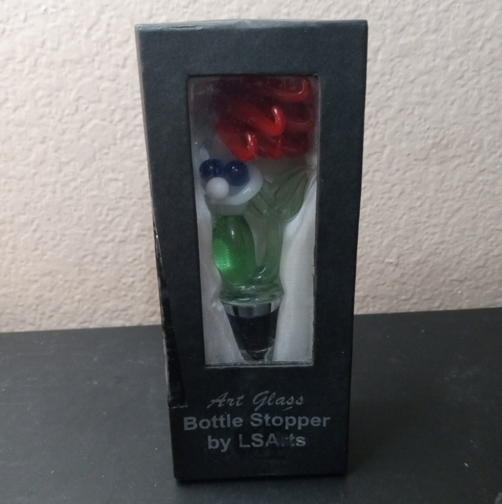NEW IN BOX LSA 6" Art Glass Whimsical Mermaid Wine Stopper